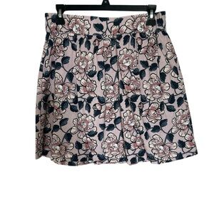 Floral Women's Skirt - Pink and Black with elastic in waist sz S